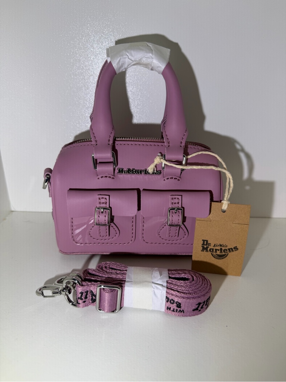 Dr. Martens Mauve Mini Leather Satchel with Detachable Strap - Picture 1 of 5